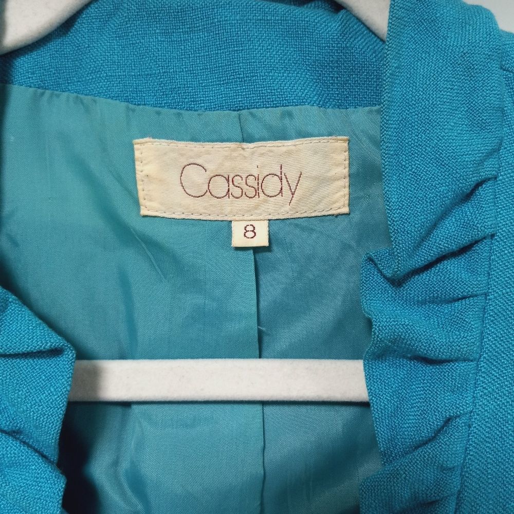CASSIDY Vintage Cropped Linen Ruffalo Trimmed Jacket 6/8 - Picture 3 of 15